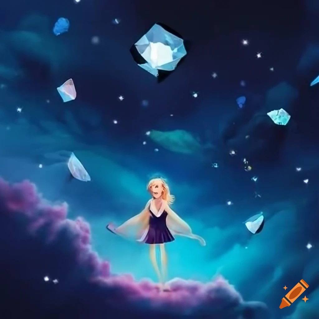 Abstract illustration inspired by 'lucy in the sky with diamonds' on