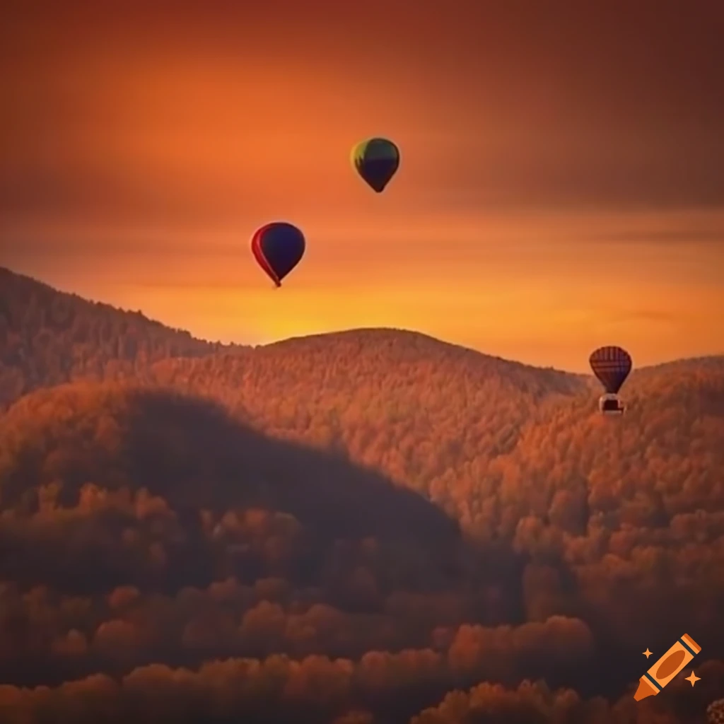 autumn day with a hot air balloon
