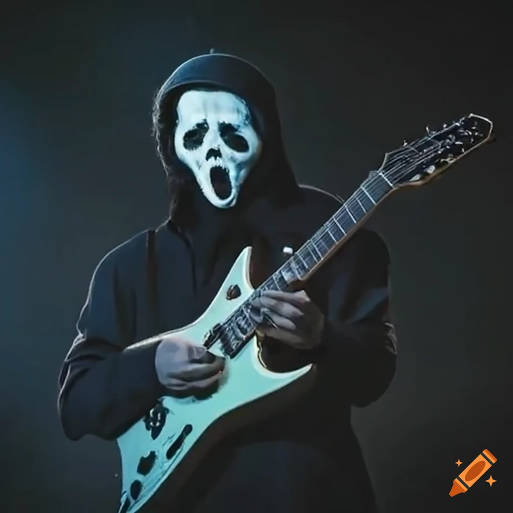 Ghostface playing a guitar on Craiyon
