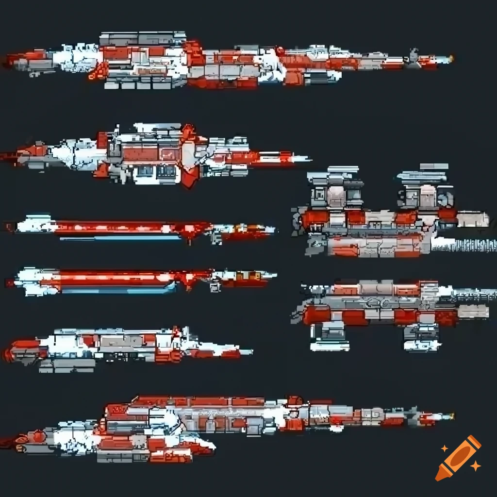 Sprites of spaceships for science fiction games on Craiyon