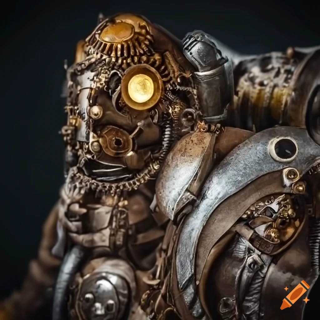 Image of a steampunk cyborg knight on Craiyon
