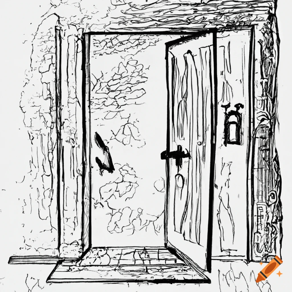 Drawing of an open door on Craiyon