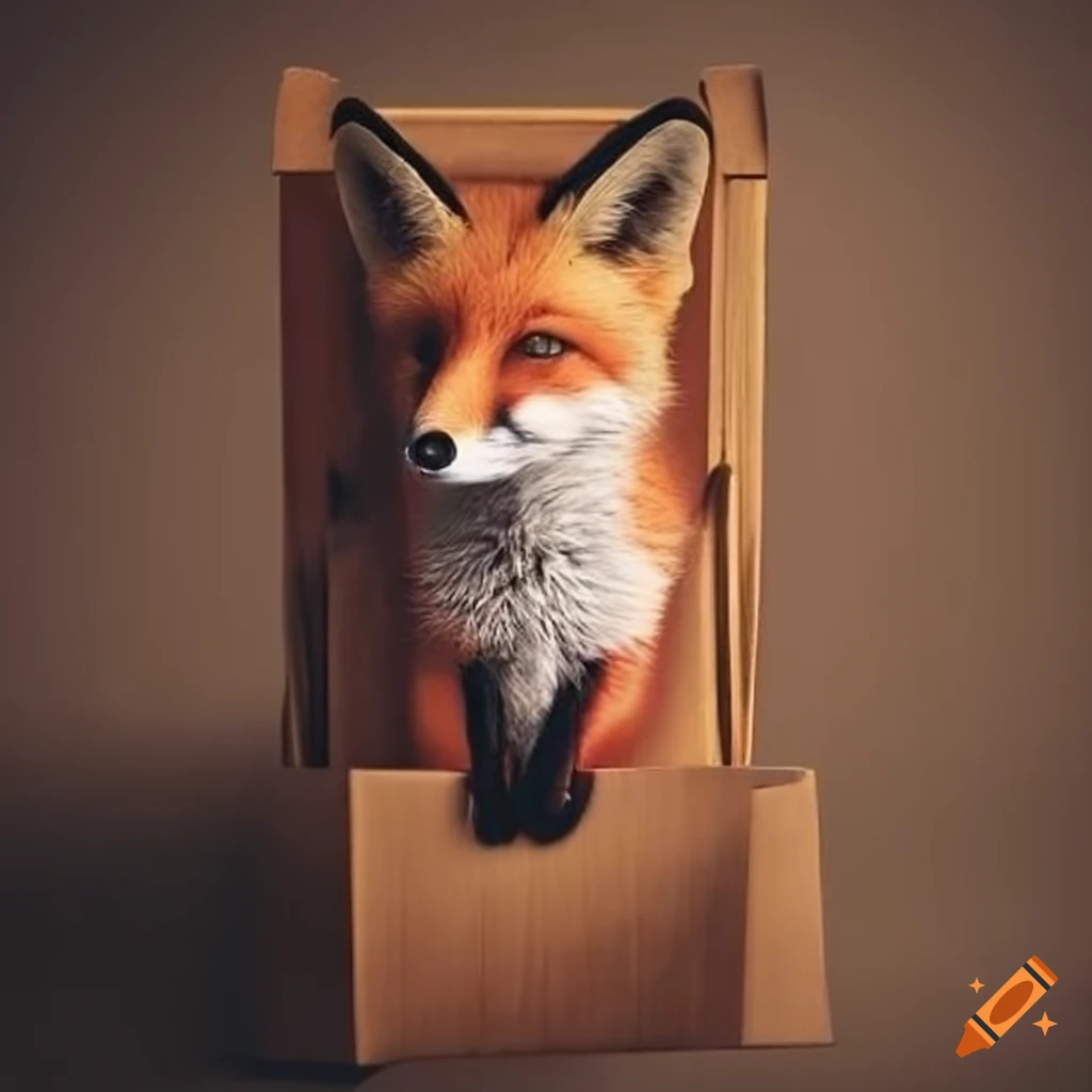 cute fox in a box