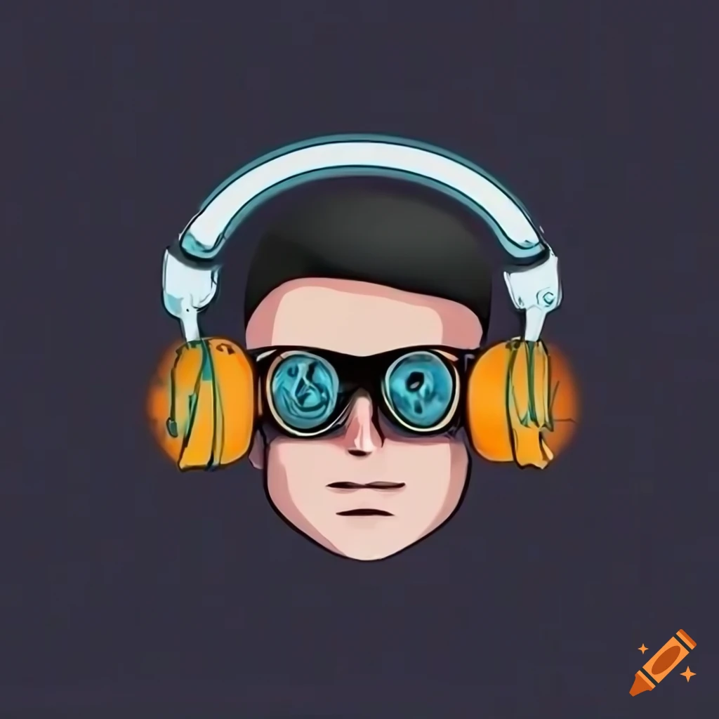 logo with a person wearing headphones
