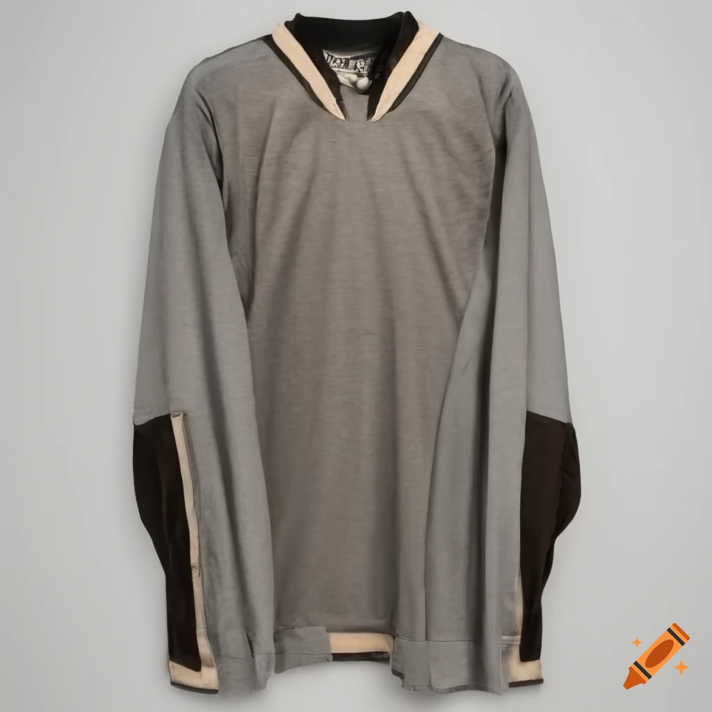 vintage hockey shirt in warm grey with beige trim