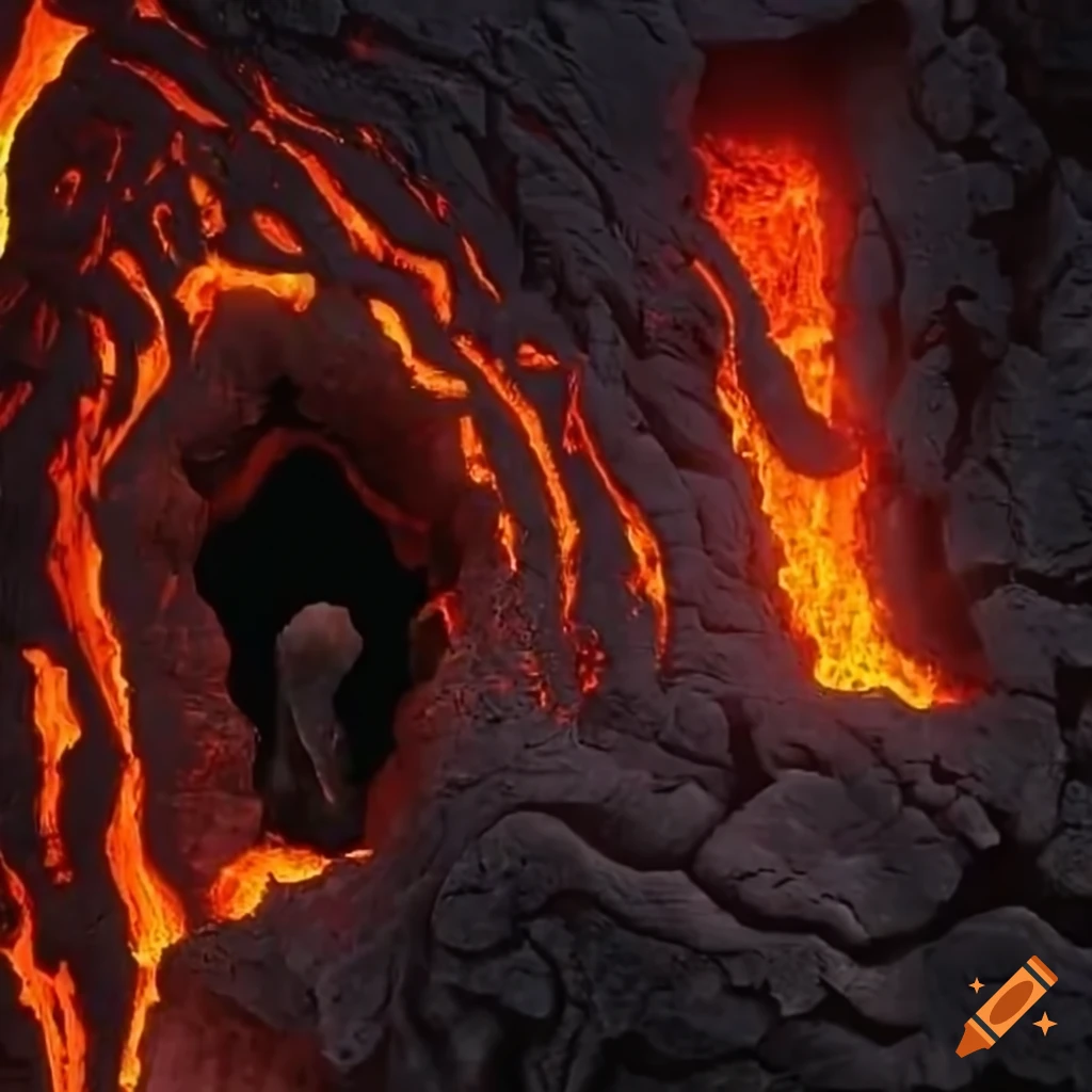 concept art of a man trapped in a fiery and demonic place