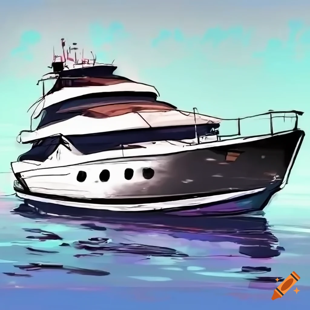 80's style supercar-inspired speedboat drawing