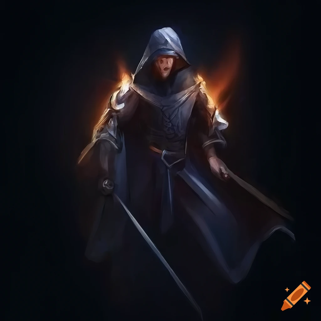 epic fantasy artwork of a young man with a rapier