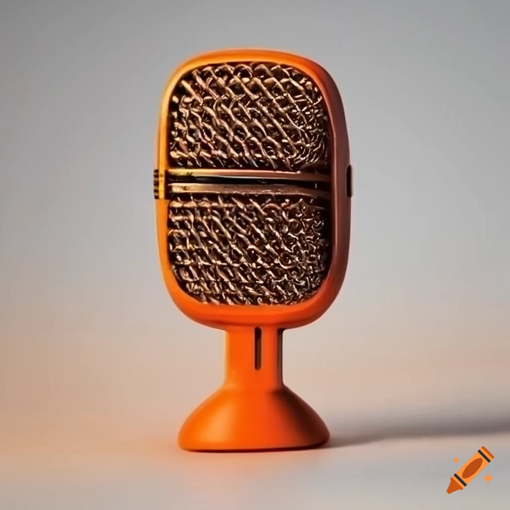 orange background with a vintage microphone