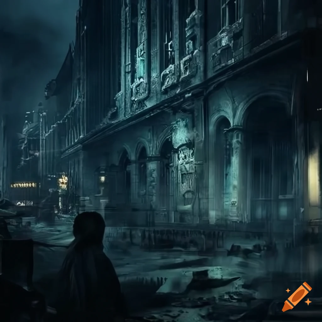 night view of a sinking city