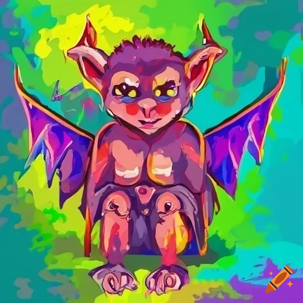 Colorful bat carrying a rat in the style of pablo picasso on Craiyon