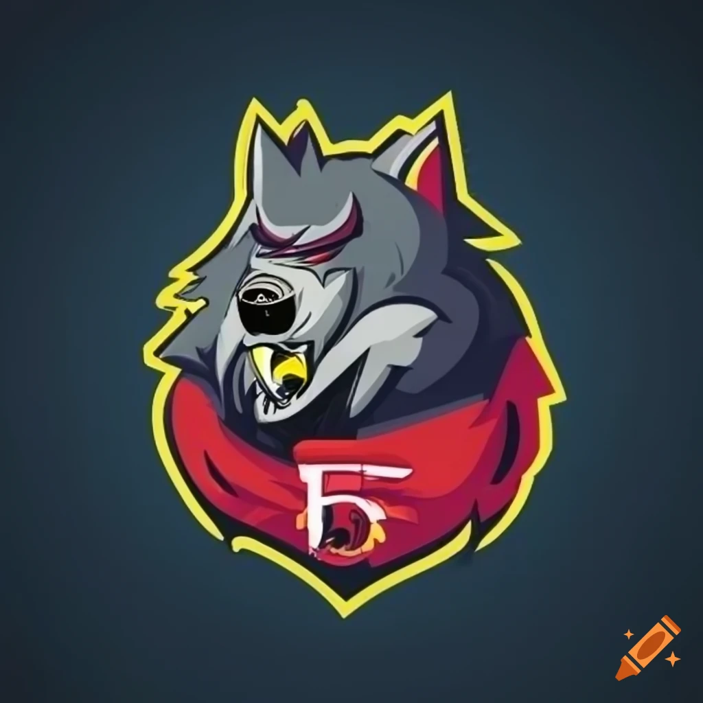 logo of a fierce wolf for an ice hockey team