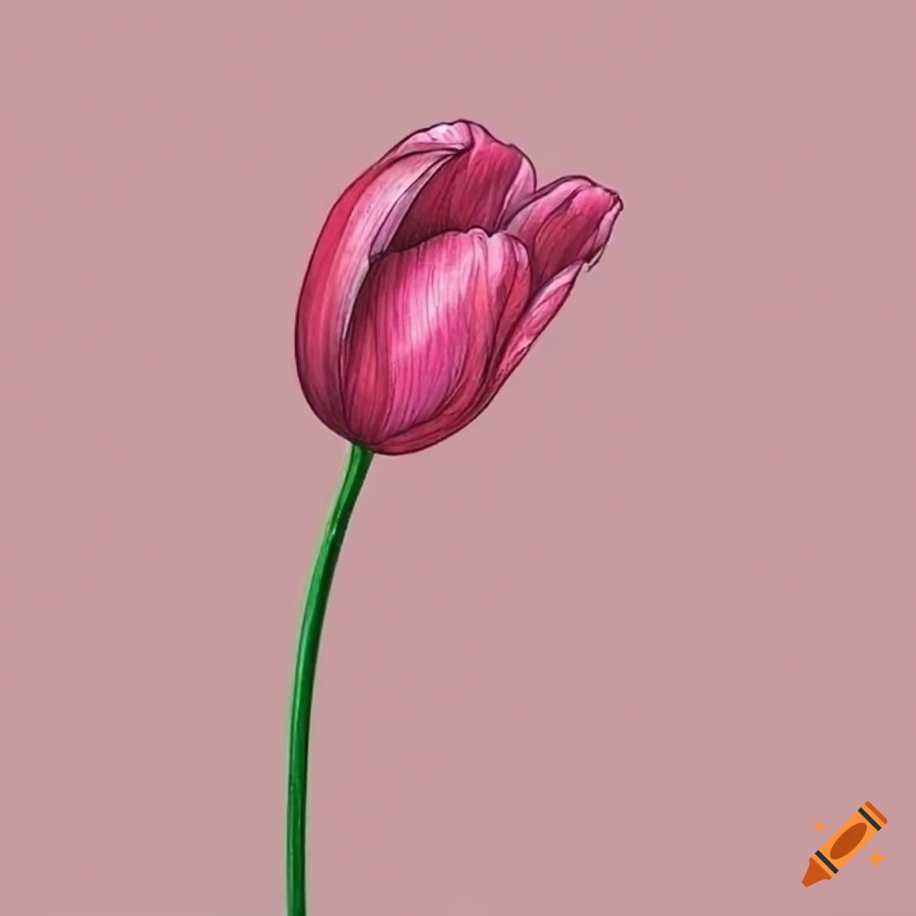 Pink tulip flower stem on Craiyon