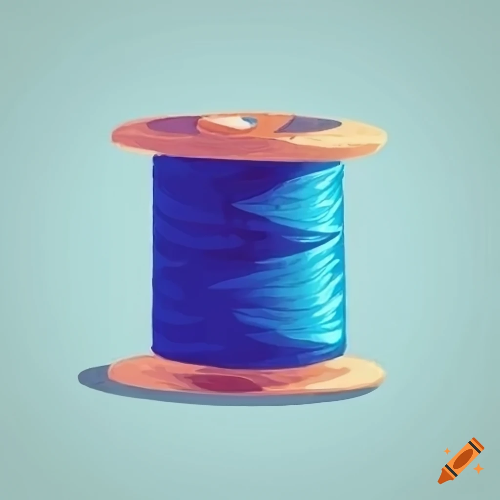 Blue thread spool game icon in watercolor style on Craiyon