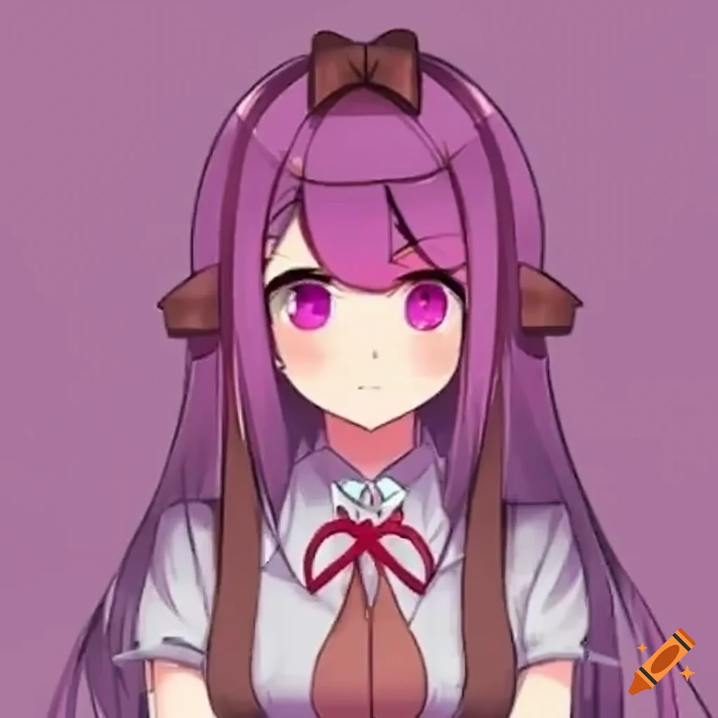 anime girl with milk chocolate hair and magenta eyes