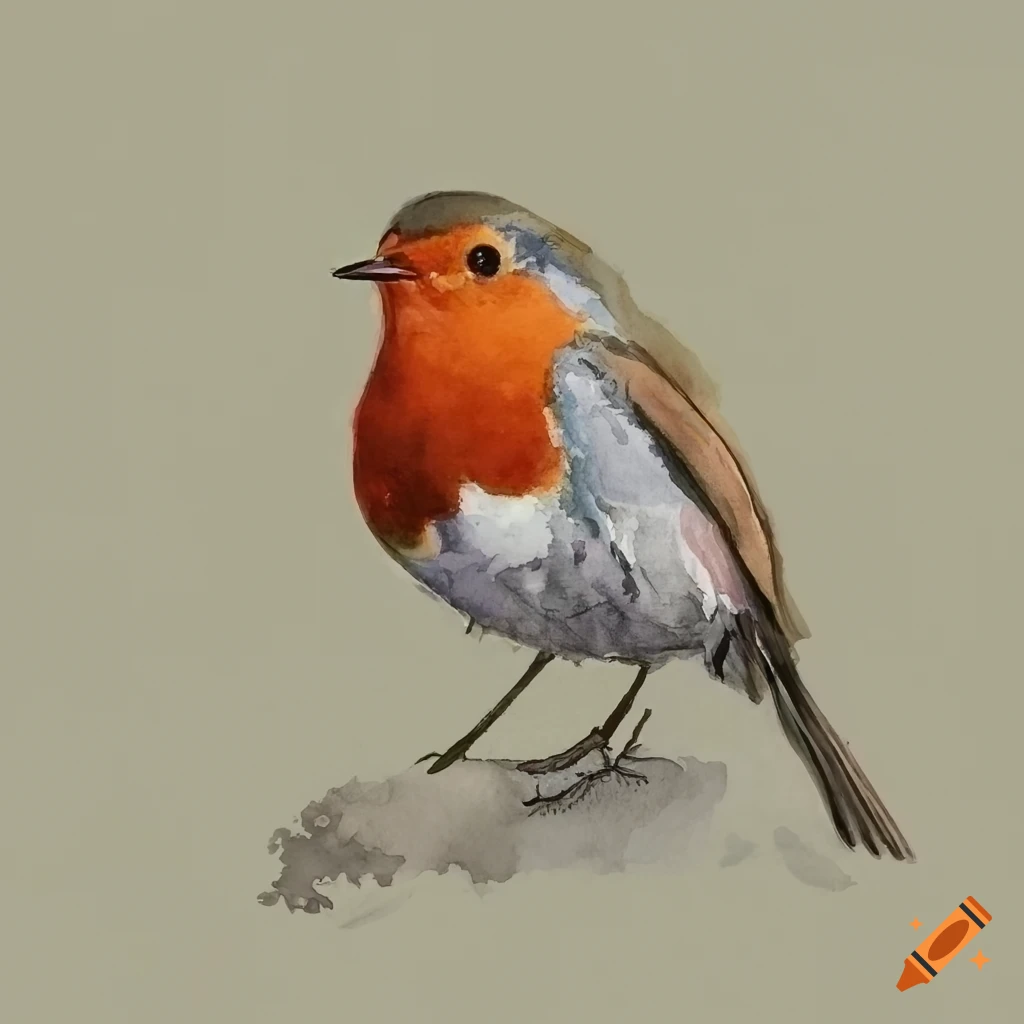 watercolor painting of a Robin bird