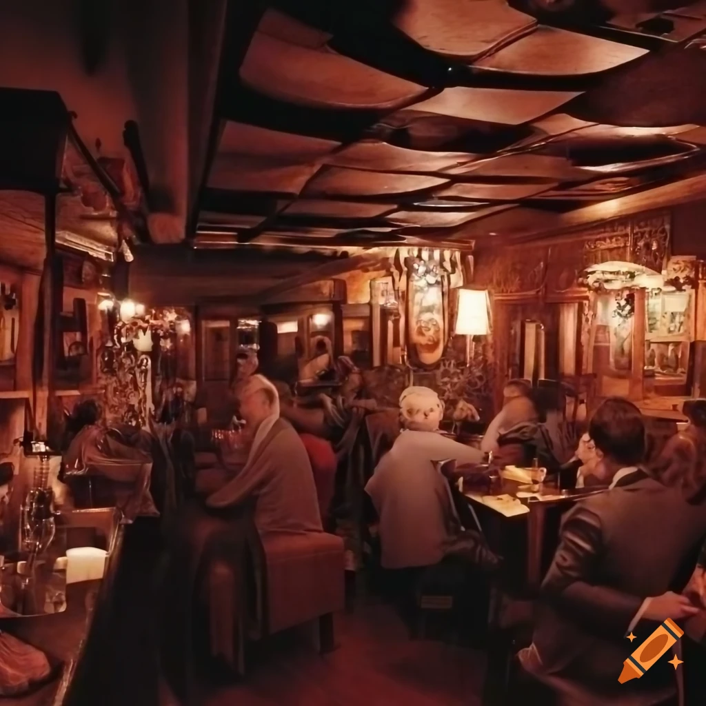 Mediäval tavern with a barkeeper on Craiyon
