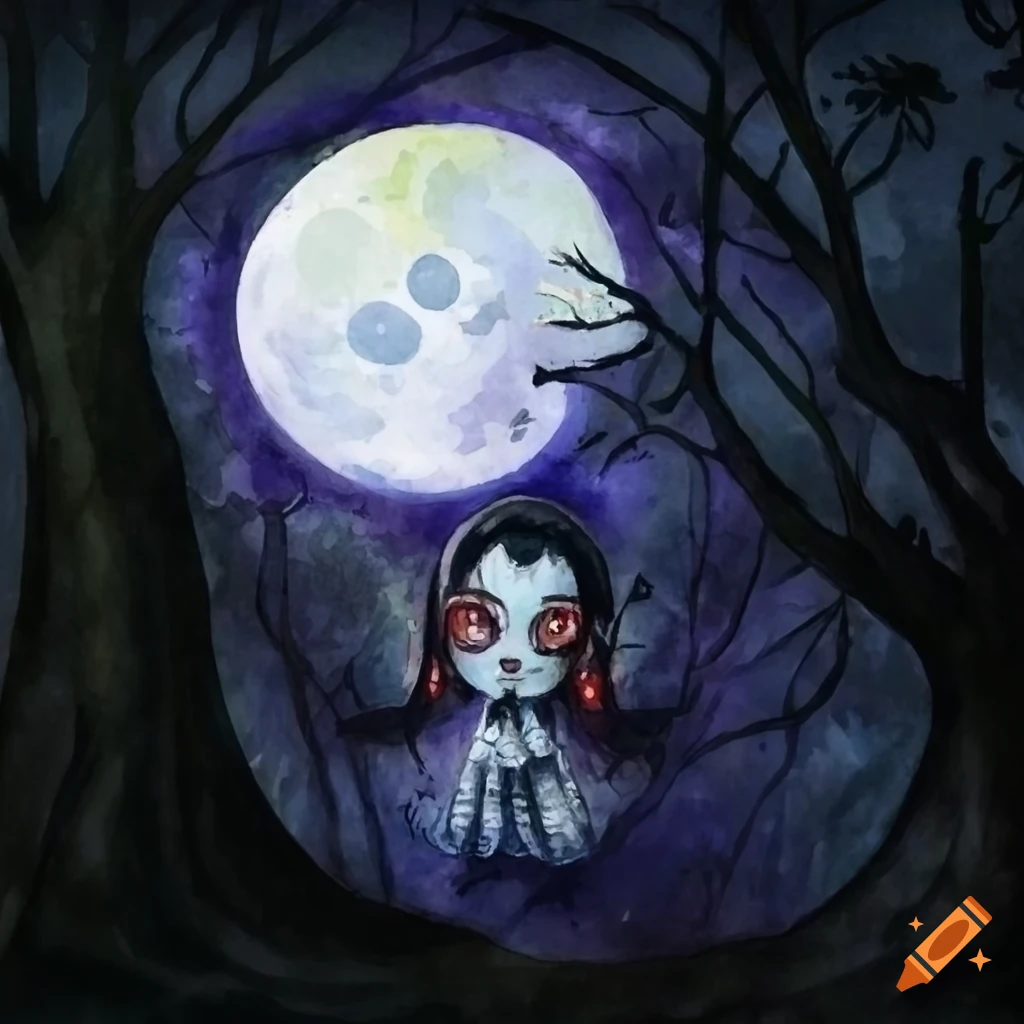 Watercolor gothic painting of a crying child vampire on Craiyon