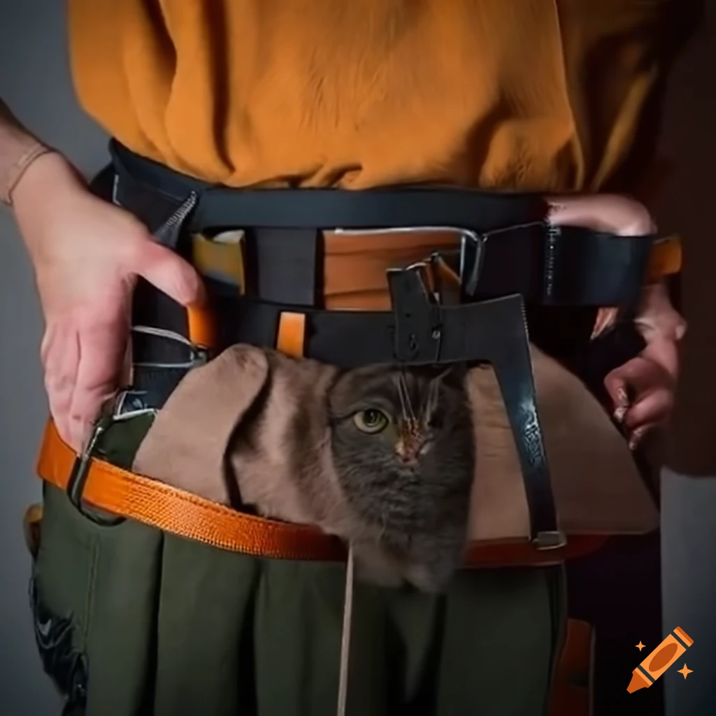 Cat wearing a tool belt