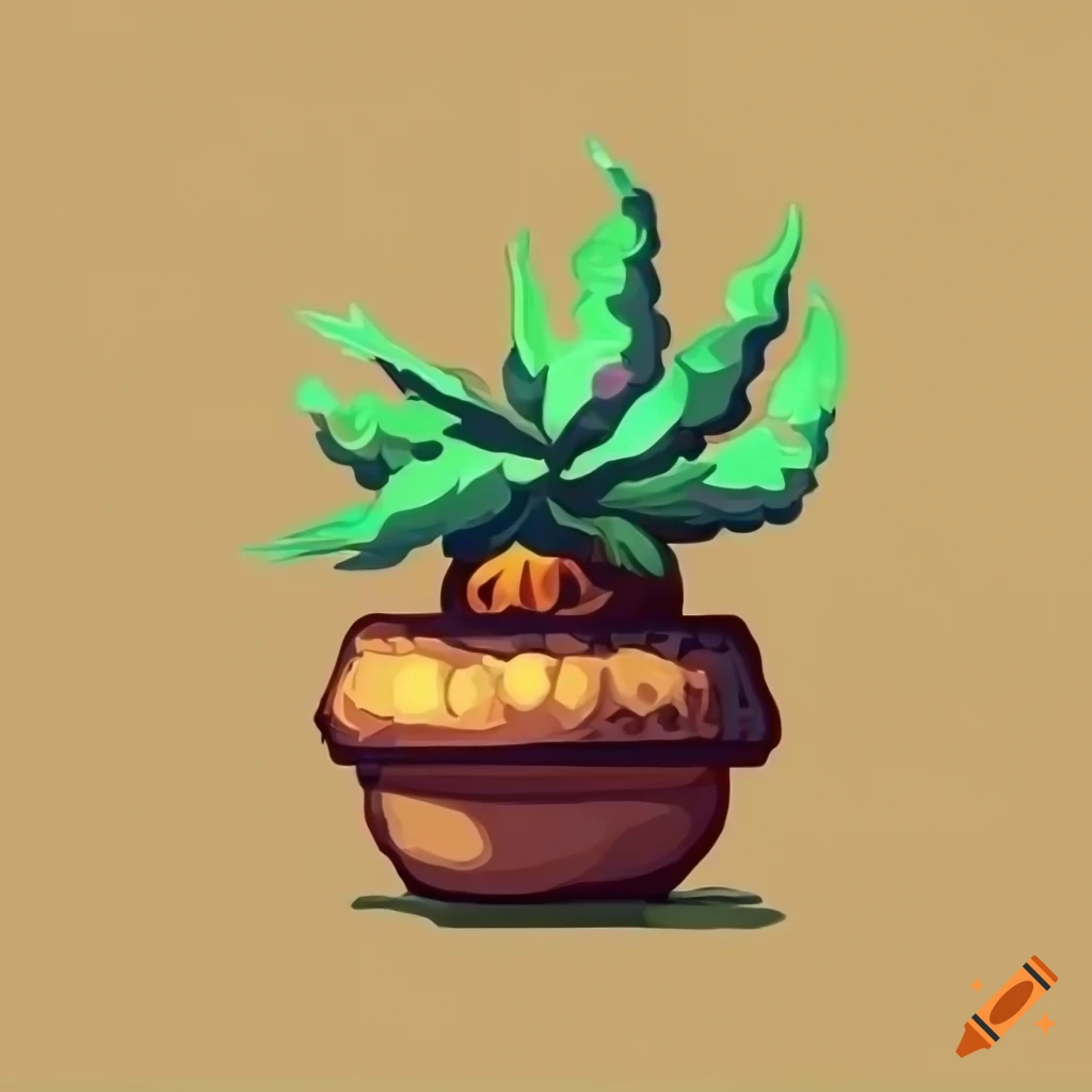 artistic game icon of a potted plant relic