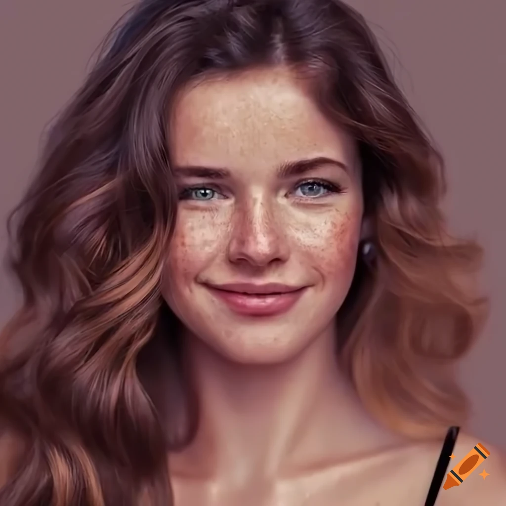 Portrait of a smiling young woman with wavy brown hair
