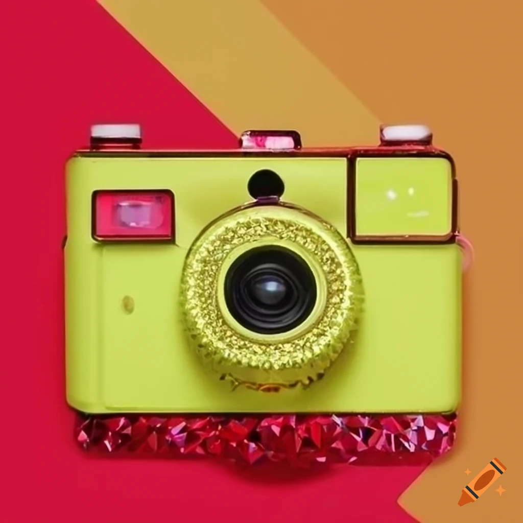 yellow-and-red-kodak-disposable-camera-with-swarovski-crystals-on-craiyon