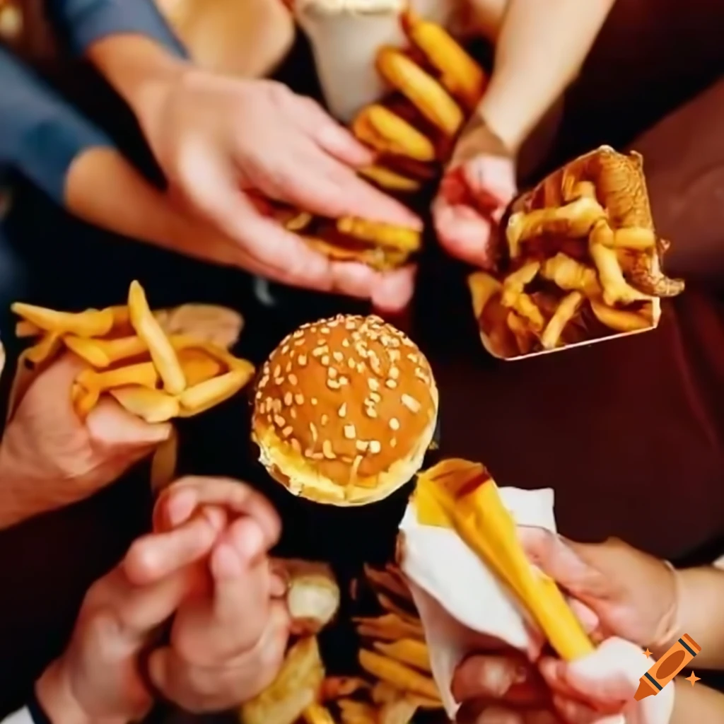people gathered in a fast food restaurant