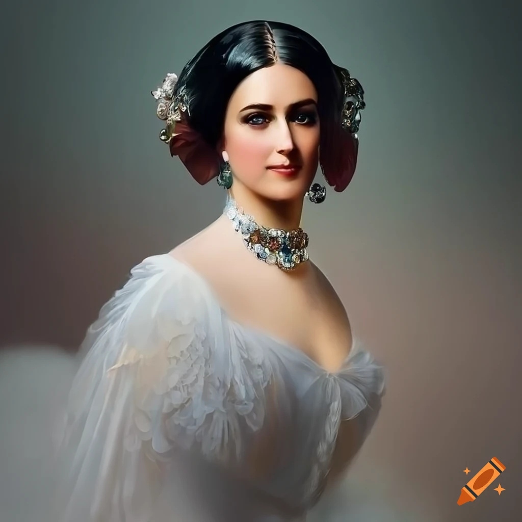 portrait of a black-haired blue-eyed woman with striking features