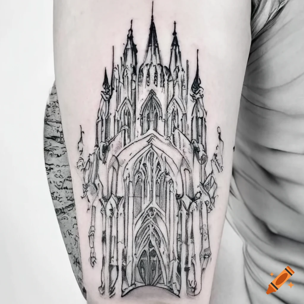 OdomT Tattoo — two legs two church small gap fillers (5x5 cm) and...