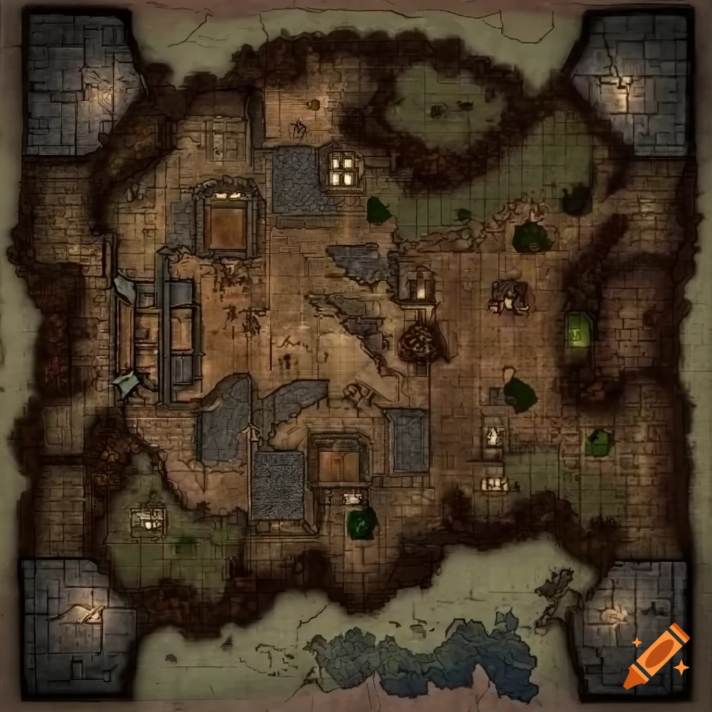 A battlemap of a underground steampunk train station for a tabletop rpg  inspired by alphonse mucha
