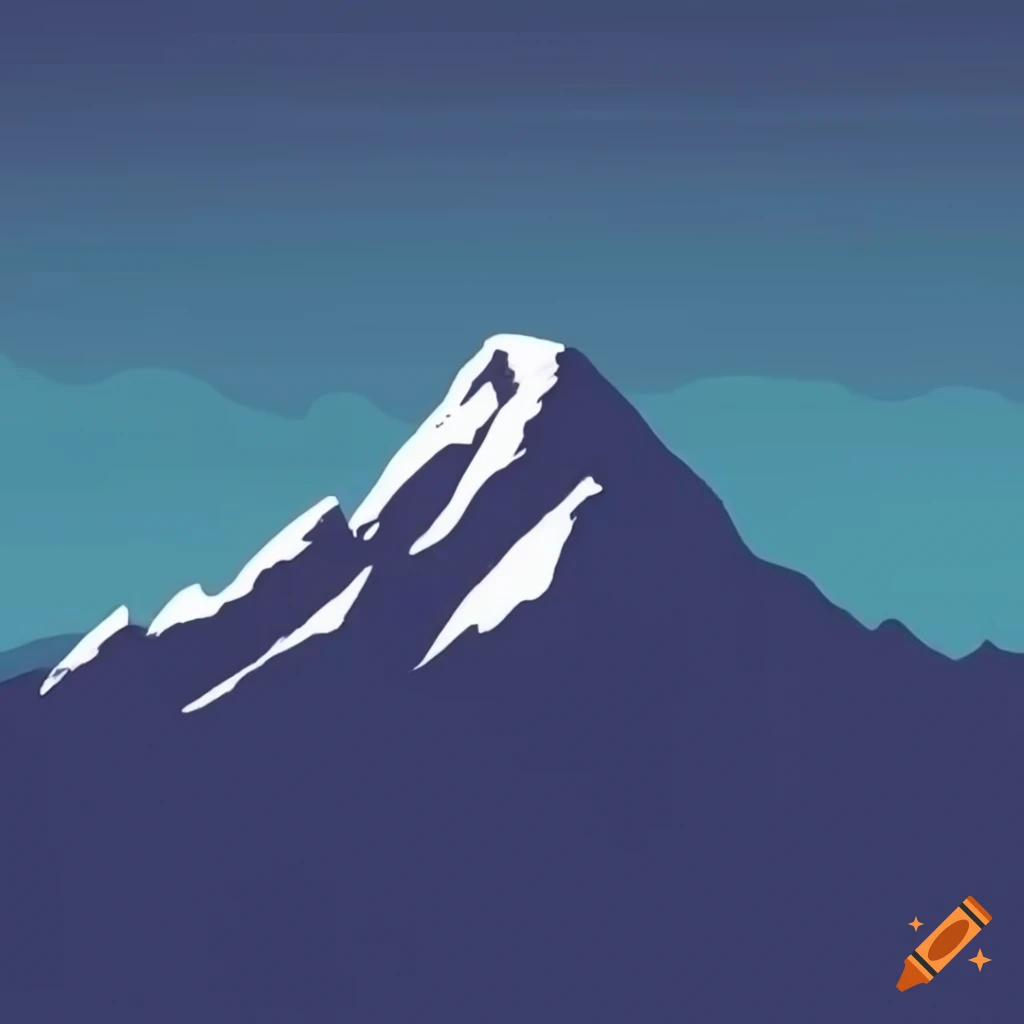 blue and white retro logo with a mountain pinnacle