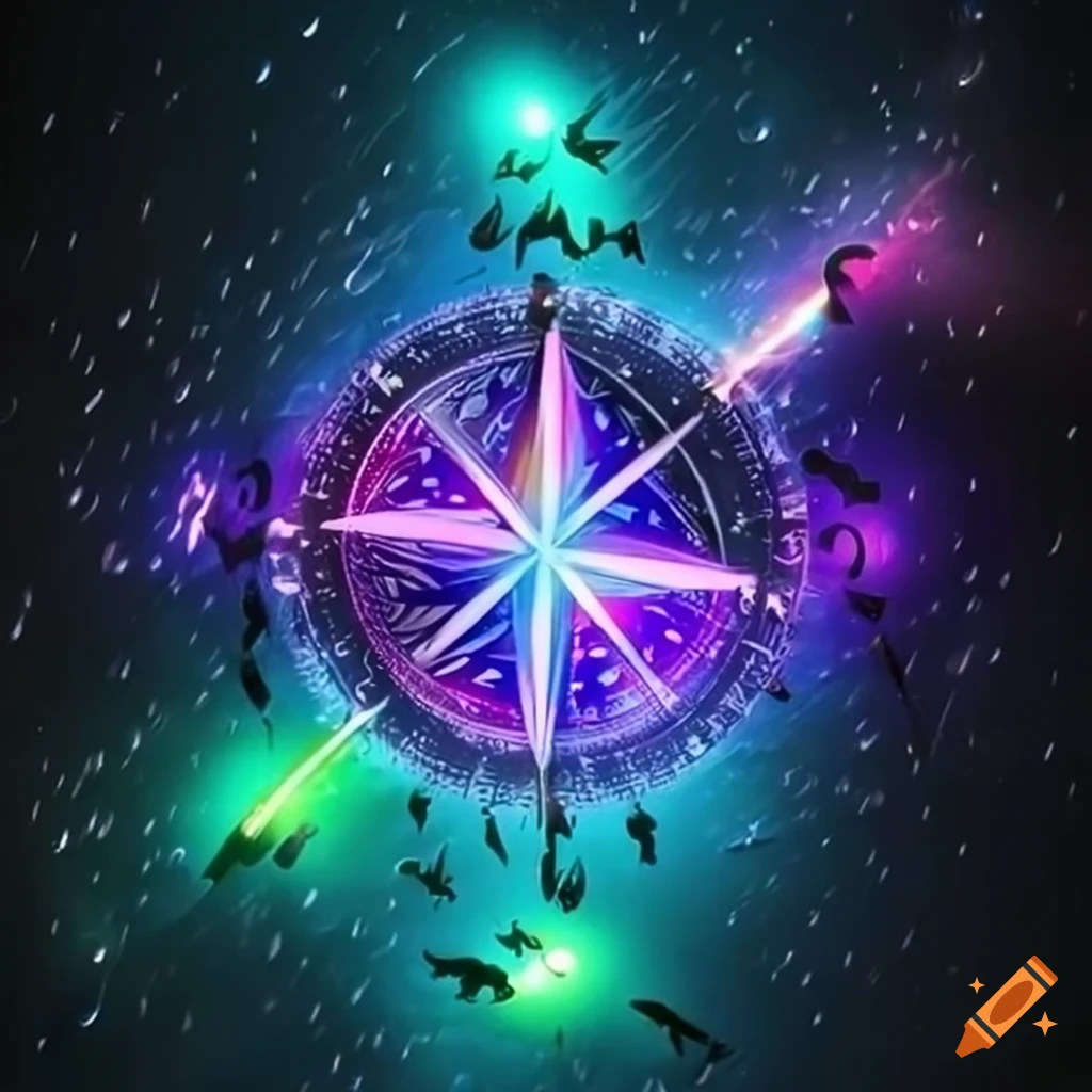 multicolored glowing stars falling from the sky