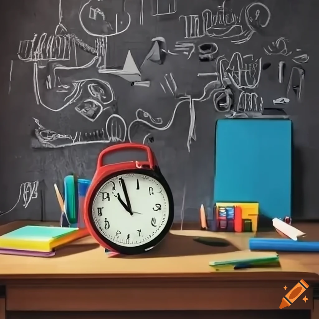 classroom with school supplies on a table