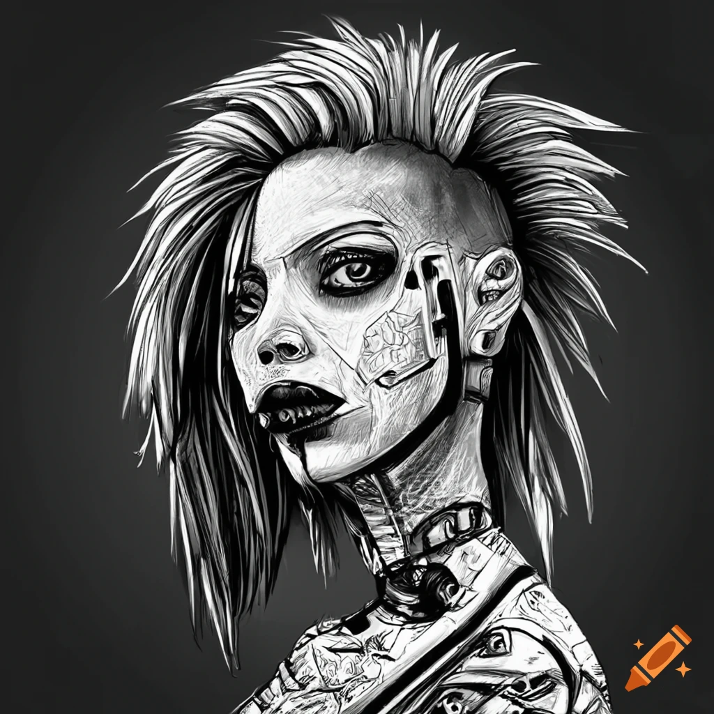 Punk Mohawk, Black and White / ToolCrypto / Pixel Art - Punk