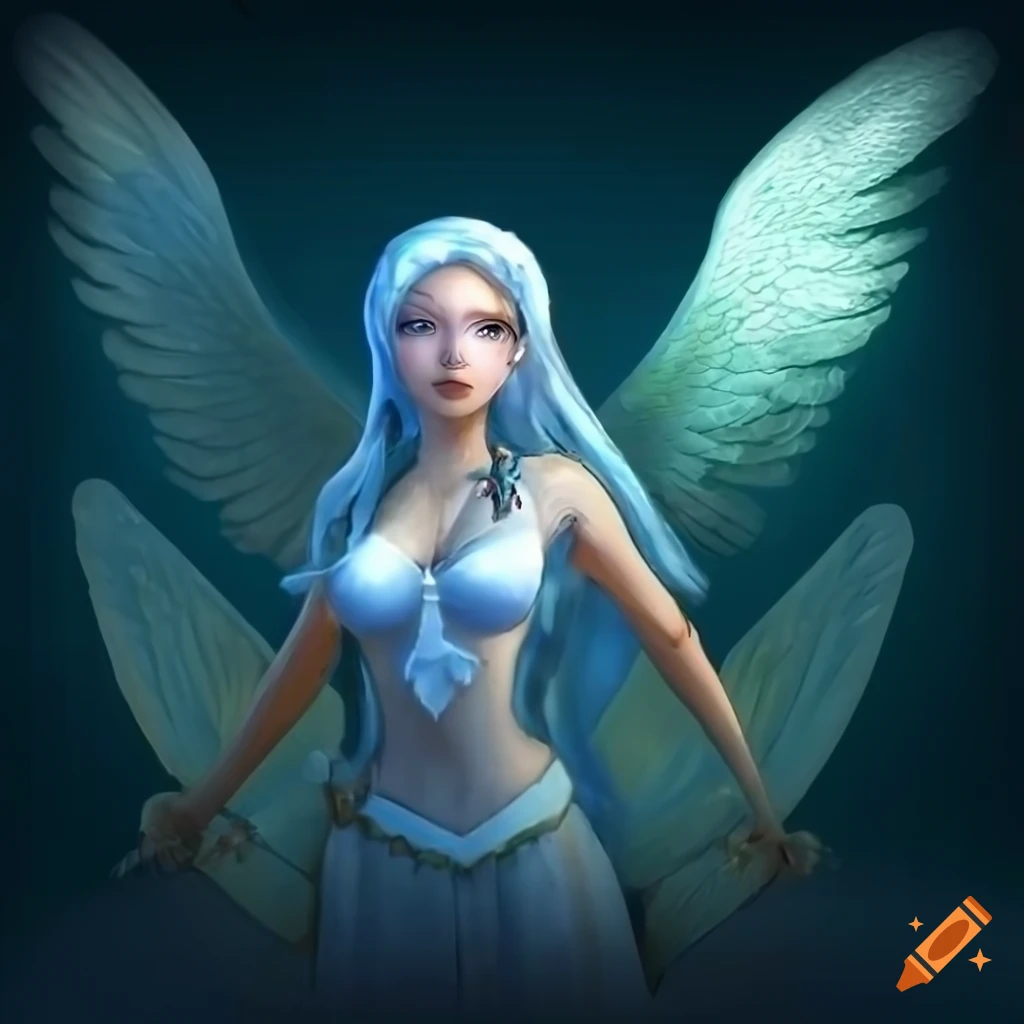 image-of-a-young-female-angel-with-golden-wings-on-craiyon