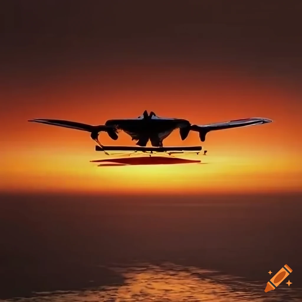 yearbook cover with B2 bomber plane in sunset