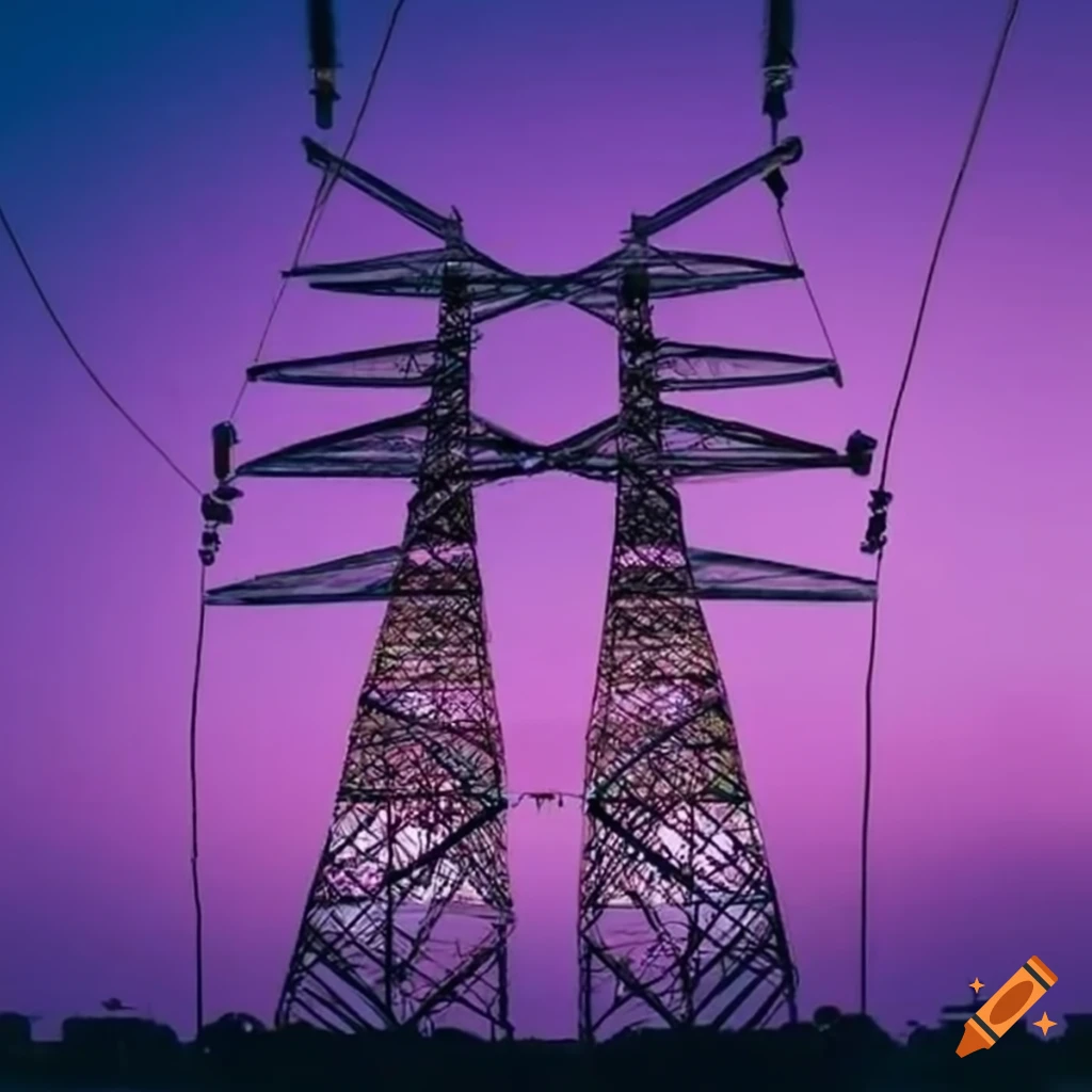 Amethyst electrical wire between high voltage electrical towers on Craiyon