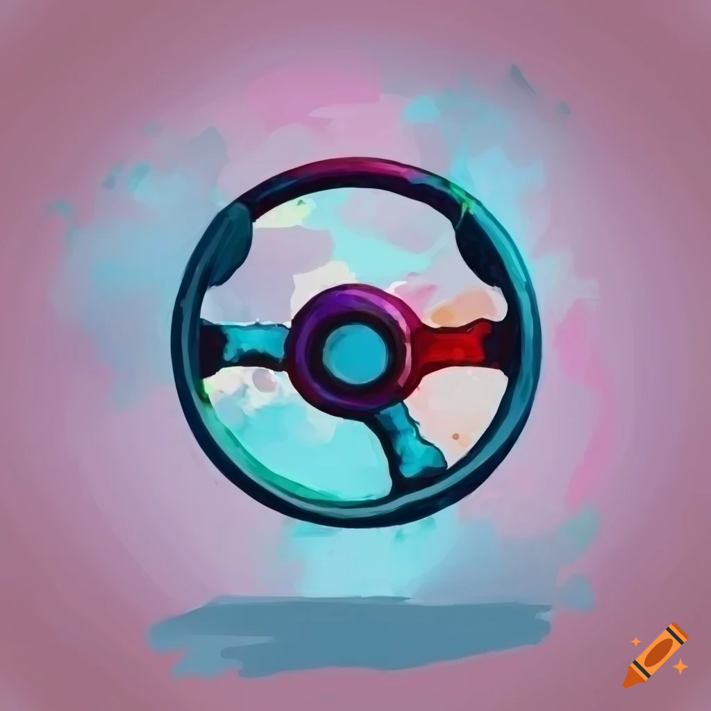 watercolor game icon of a steering wheel