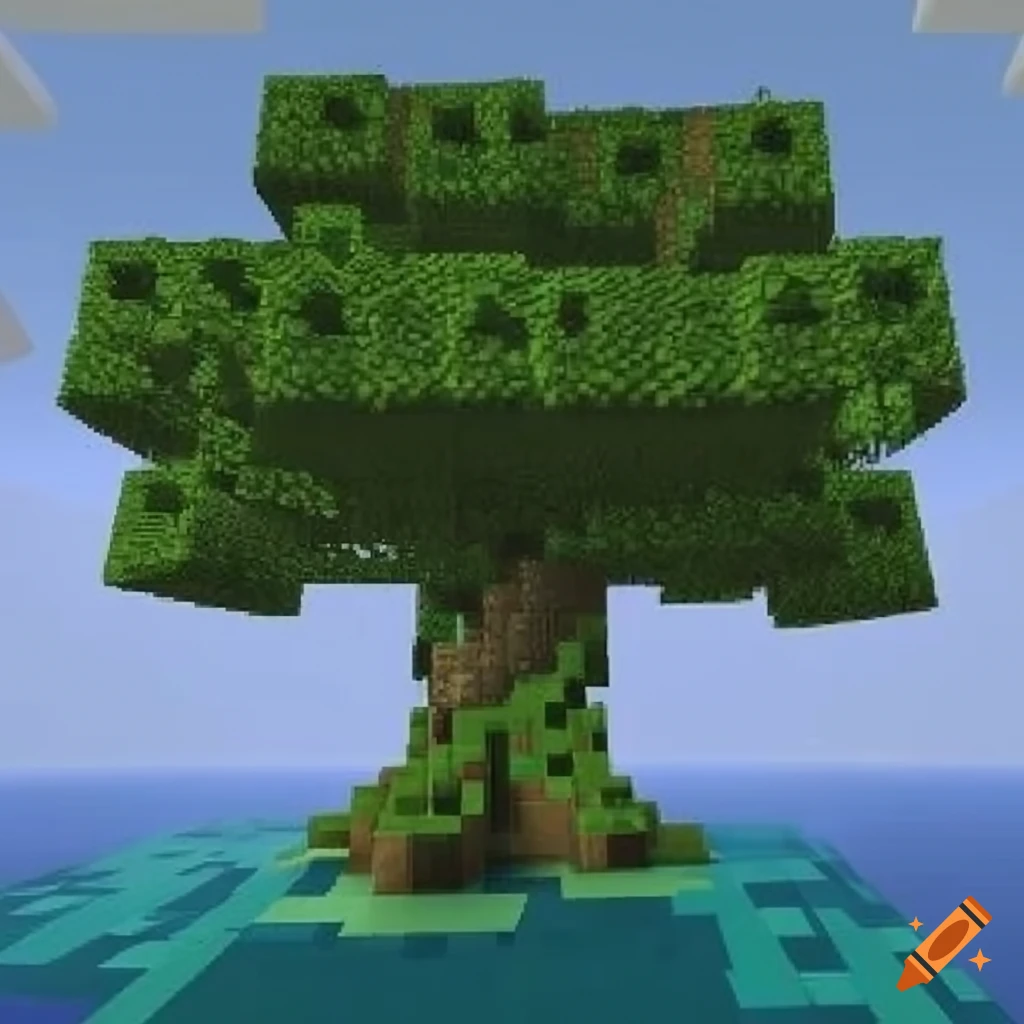 Screenshot of a unique green tree in minecraft on Craiyon