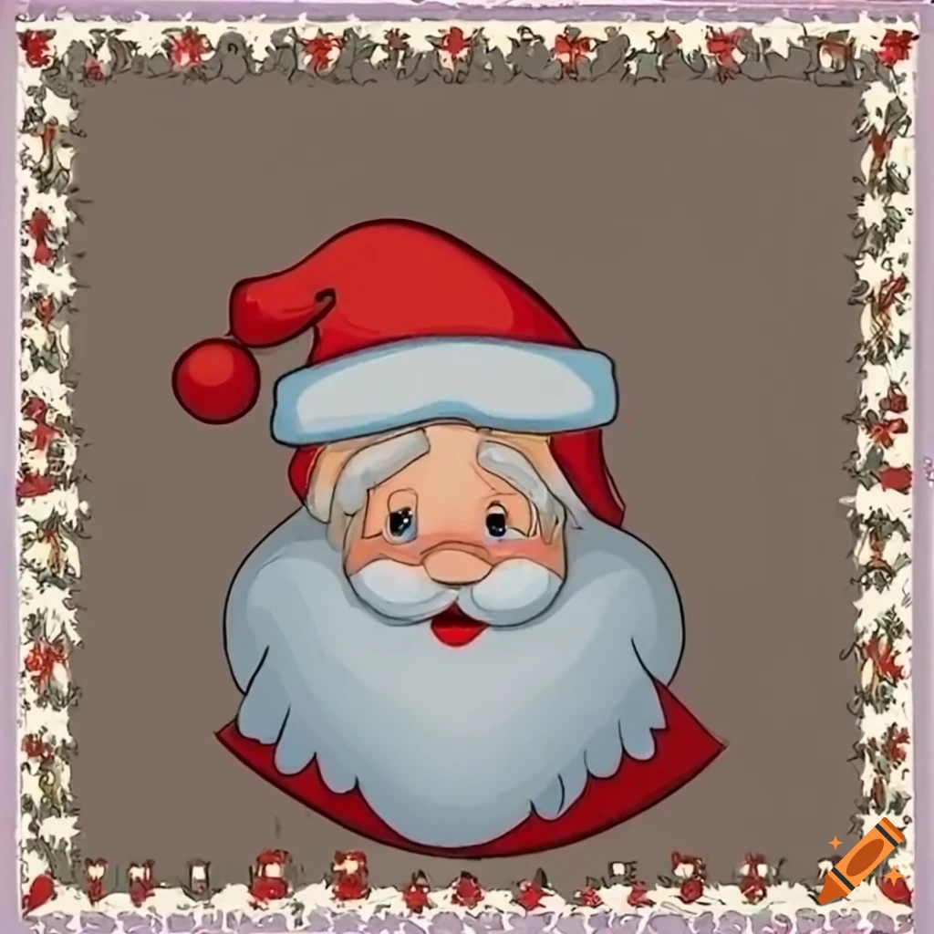 Christmas card with Santa Claus and reindeer
