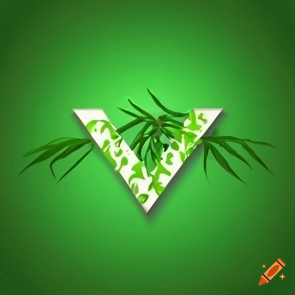 elegant emblem with letter M and bamboo foliage