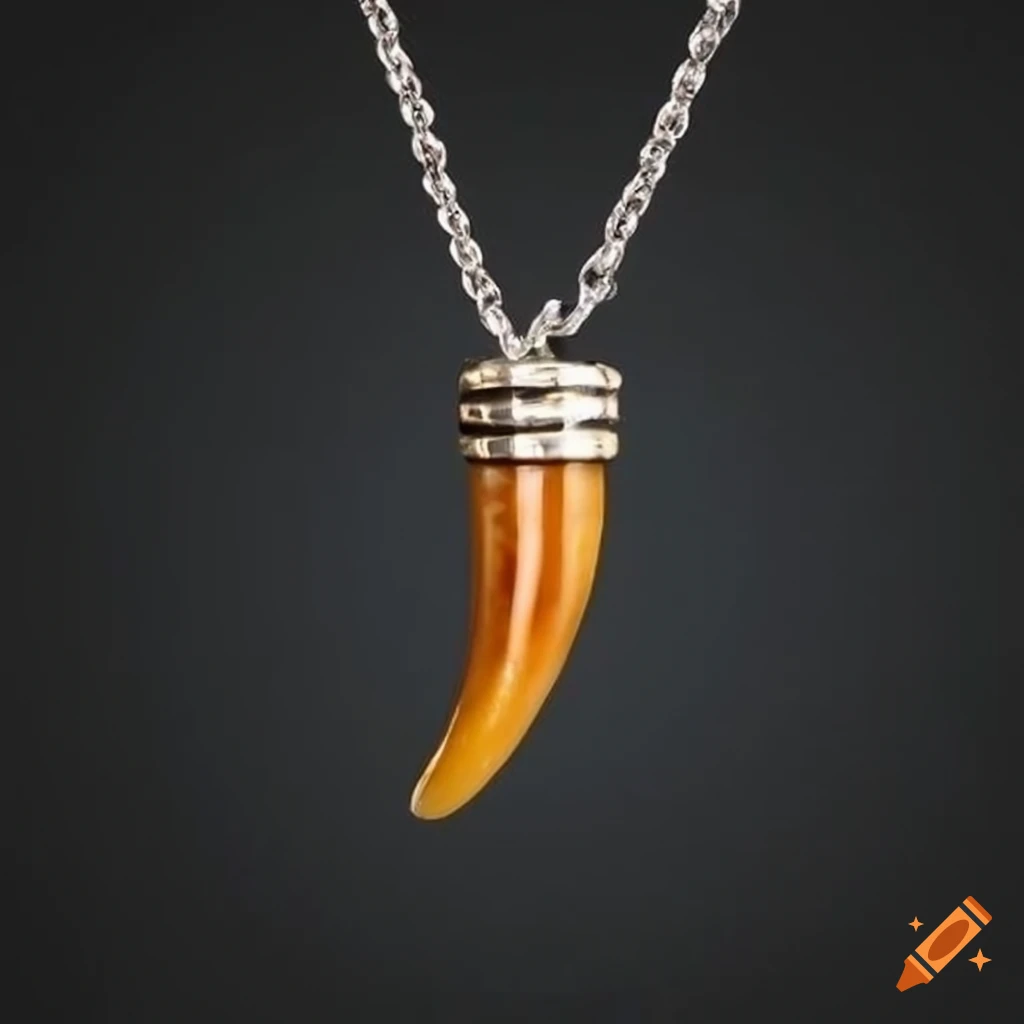 1-5/8 inches Alligator Tooth Pendant on 18 inches Coconut Beads Necklace