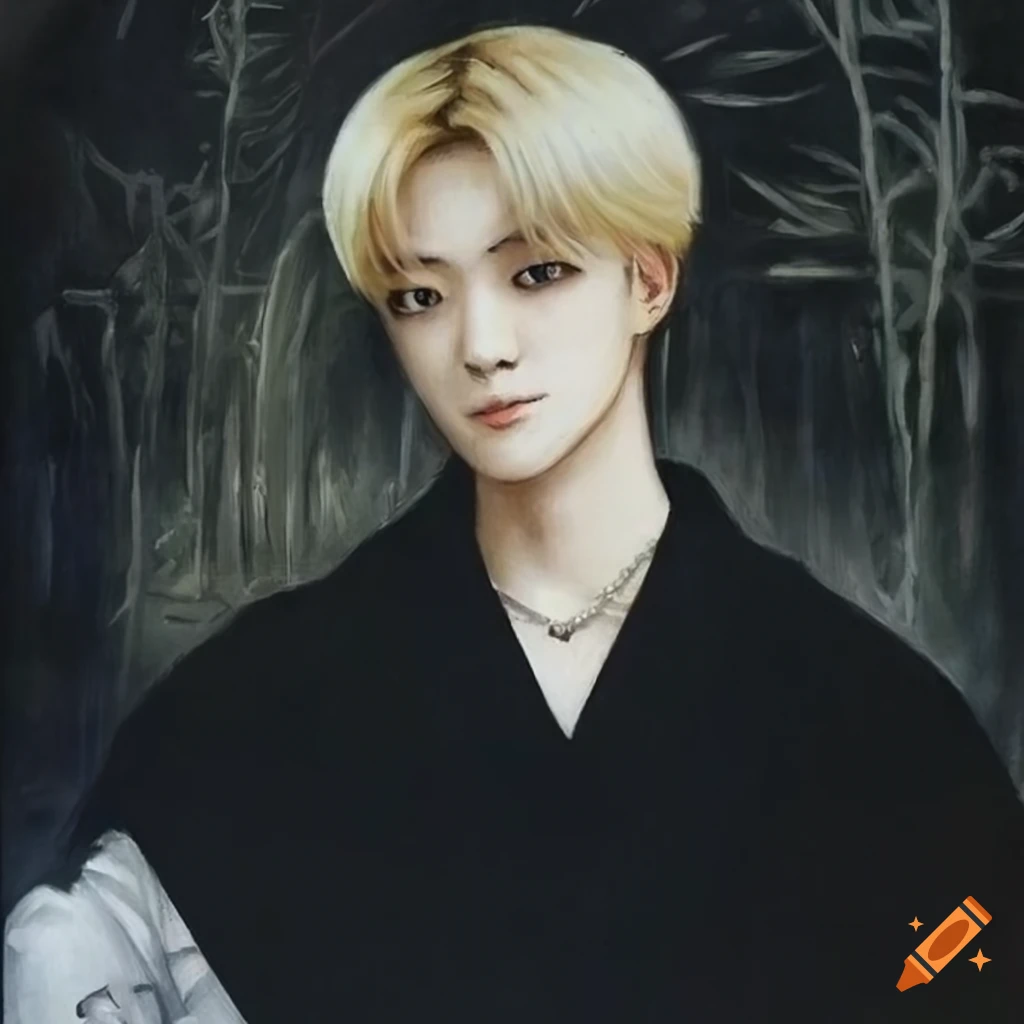 Portrait of lee jeno with blond hair on Craiyon
