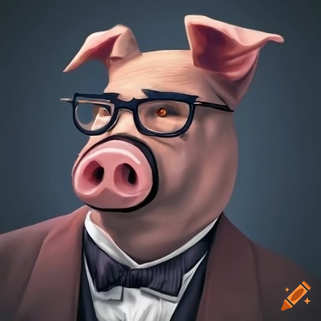 illustration of a pig-faced gentleman