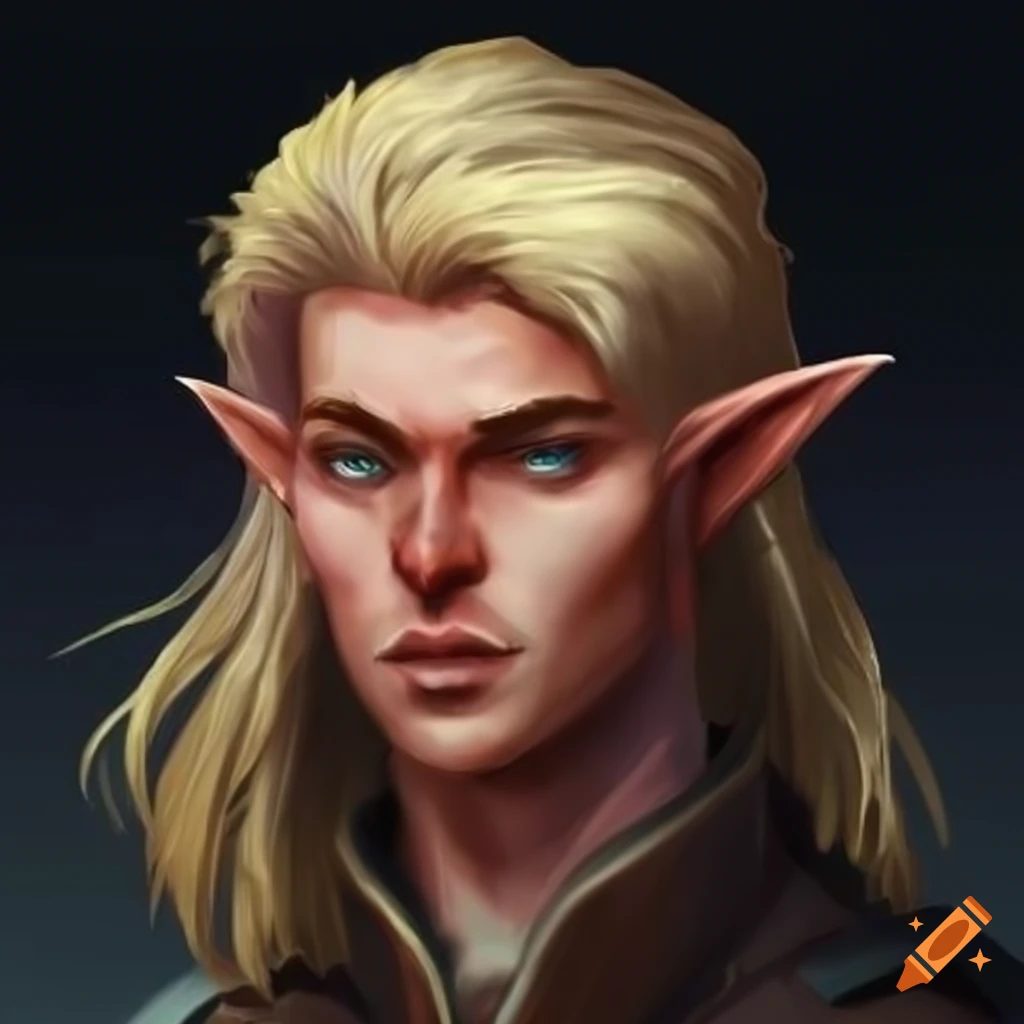 illustration of a male blond half-elf bard