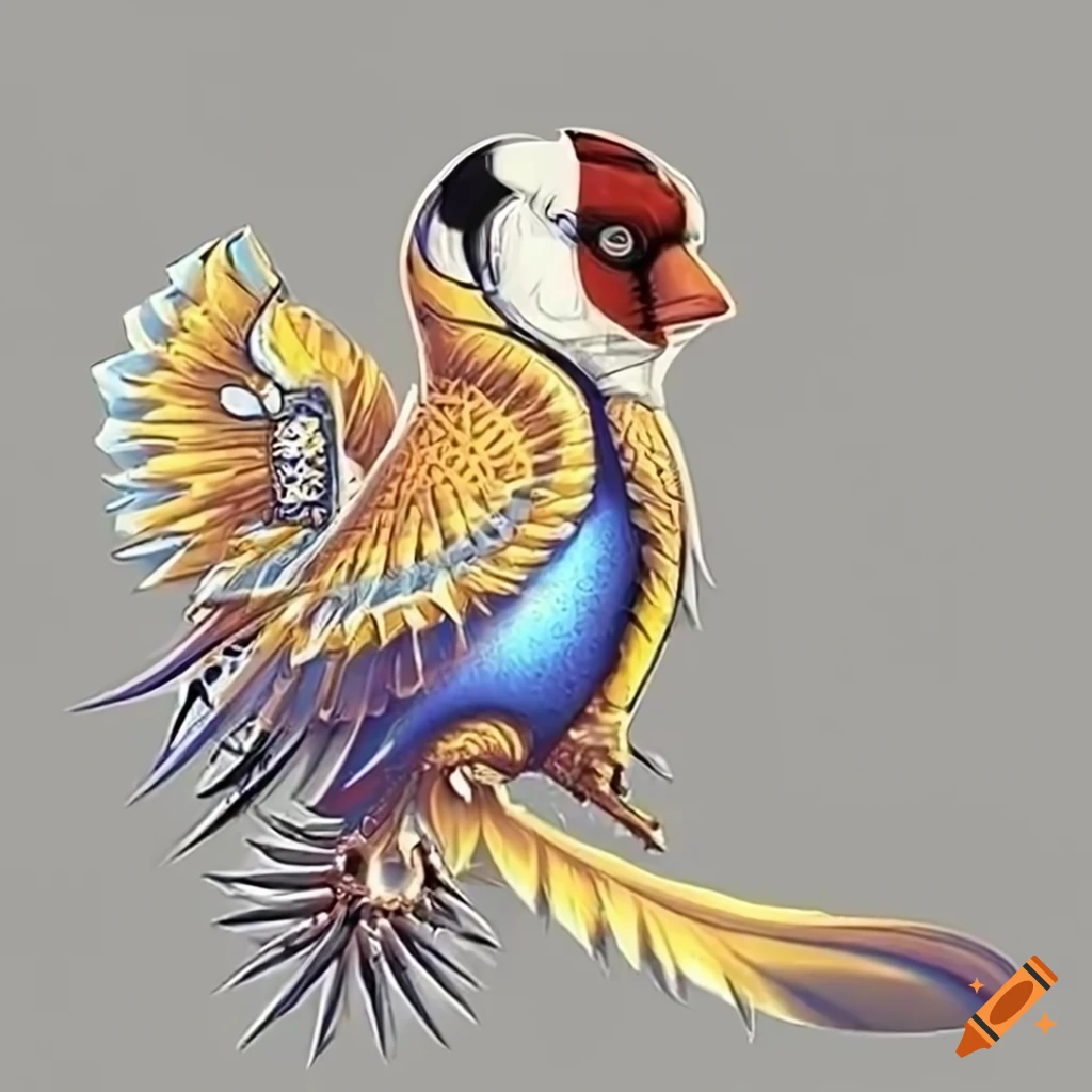 detailed artwork of a European goldfinch bird