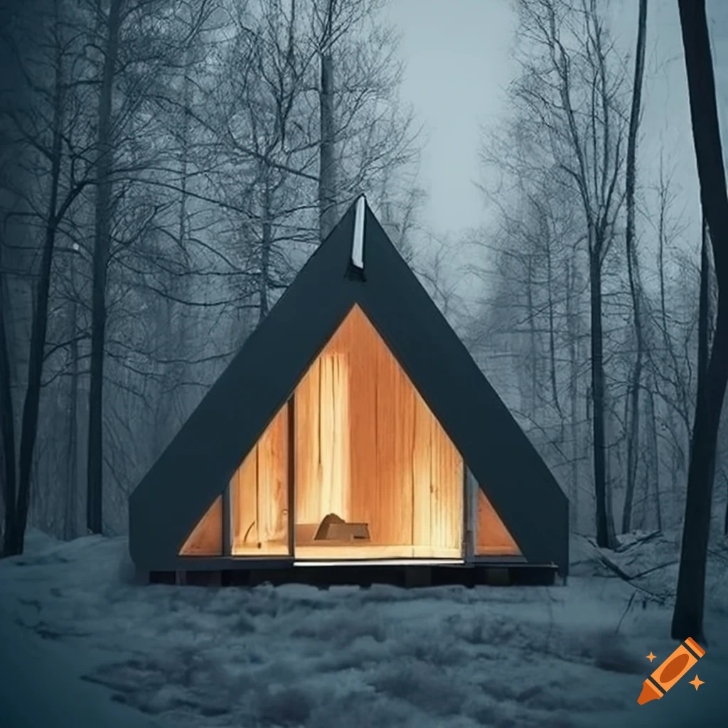 minimalistic cabin in a serene environment