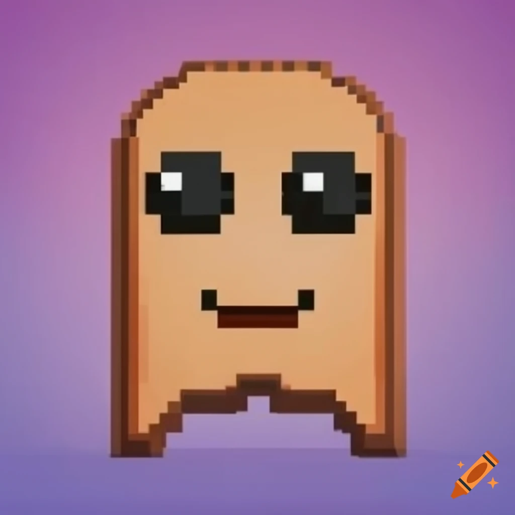 Pixelated toast with a small smile
