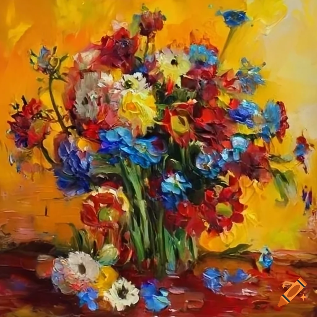 colorful bouquet of wildflowers in a French oil painting