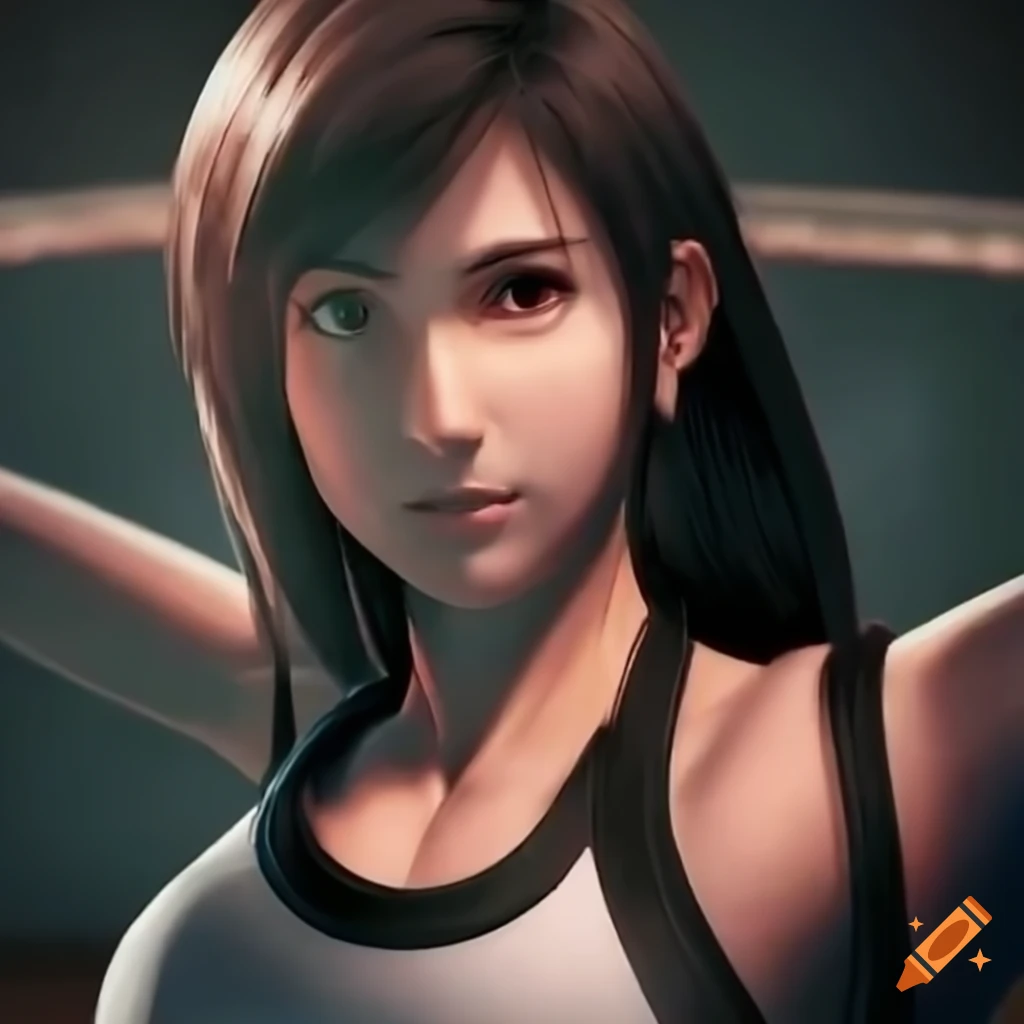 Tifa Lockhart Lifting A Heavy Barbell On Craiyon